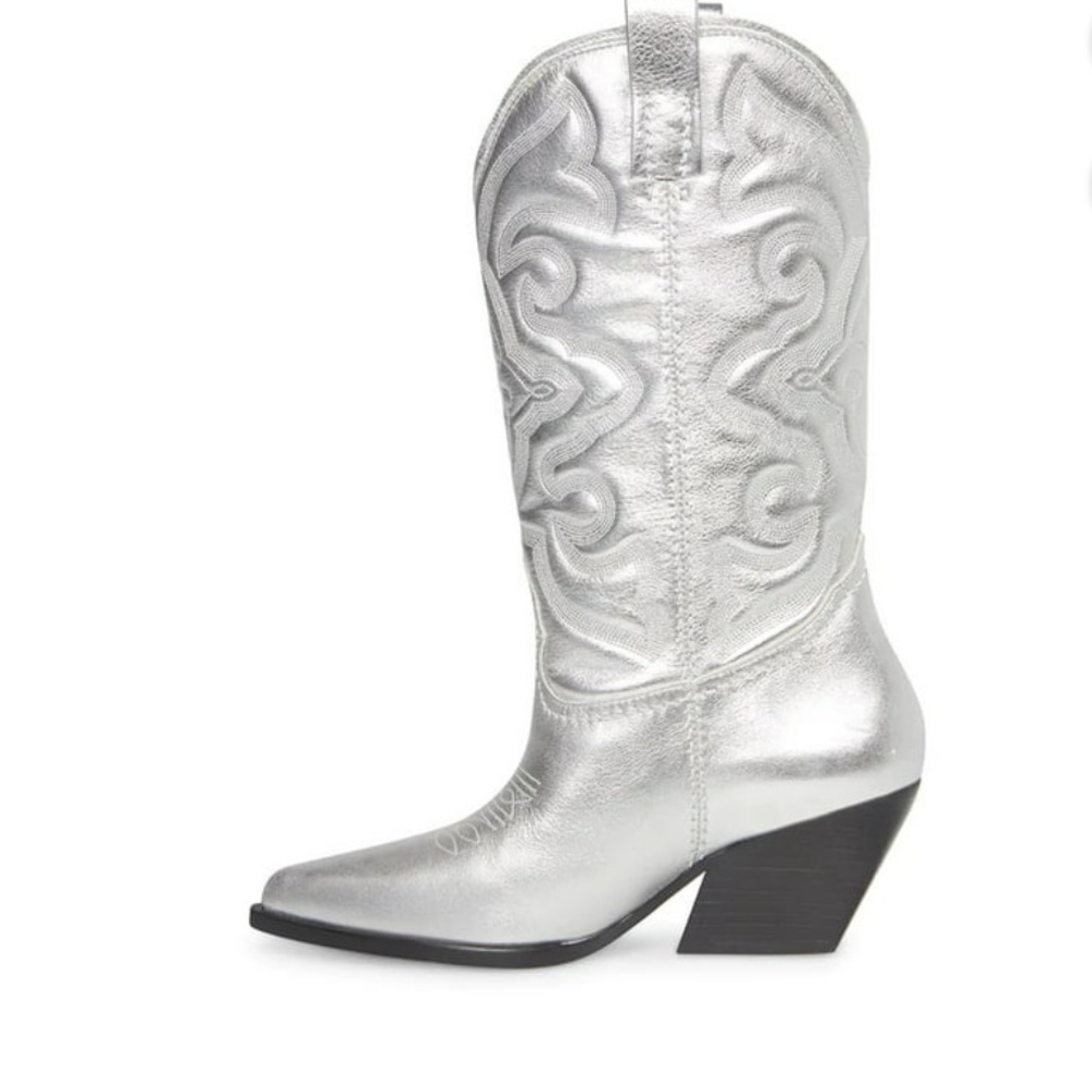 Steve Madden Silver Cowboy Boots - Picture 4 of 12